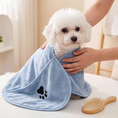 Polyester P Et Bath T Owel Hand Pocket Pet Drying Towel Thick Absorbent Fast Dry Dog Bath Towel Soft Microfiber Pet Bath Wrap For Dogs Cats Grooming Care