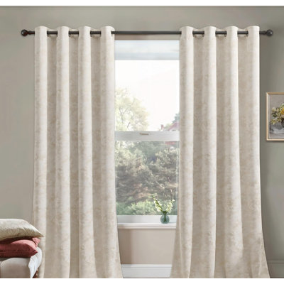 Rideaux occultants jacquard à motif floral pour chambre à coucher, 52 x 72 pouces, 2 panneaux, beige