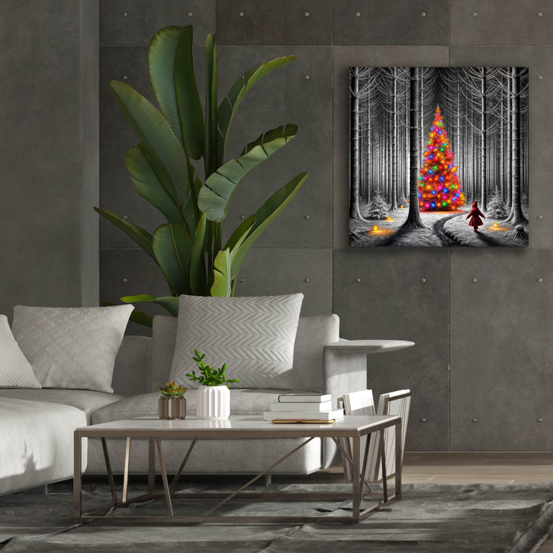 Art mural sur toile Lehlani «Dramatic Christmas Forest» par Rey Klimt, H 37 po x l 37 po