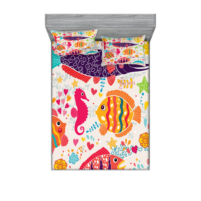 Multicolore drap-housse et coussin décoratif Ambesonne, Queen Sheet Set + 4 Pillowcases