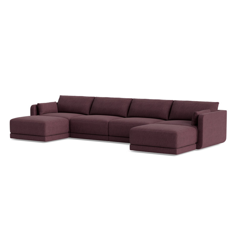 Eva Double Chaise Sectional, Performance Weave - Aubergine