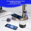 Bankers Lamp with2 USB and Wireless Charging Port，Pull Chain Switch Cobalt Blue Glass Desk Lamp， E26 Base,Traditional Library Desk Lamps for Home Office,Bedroom,Piano(bulb not included)
