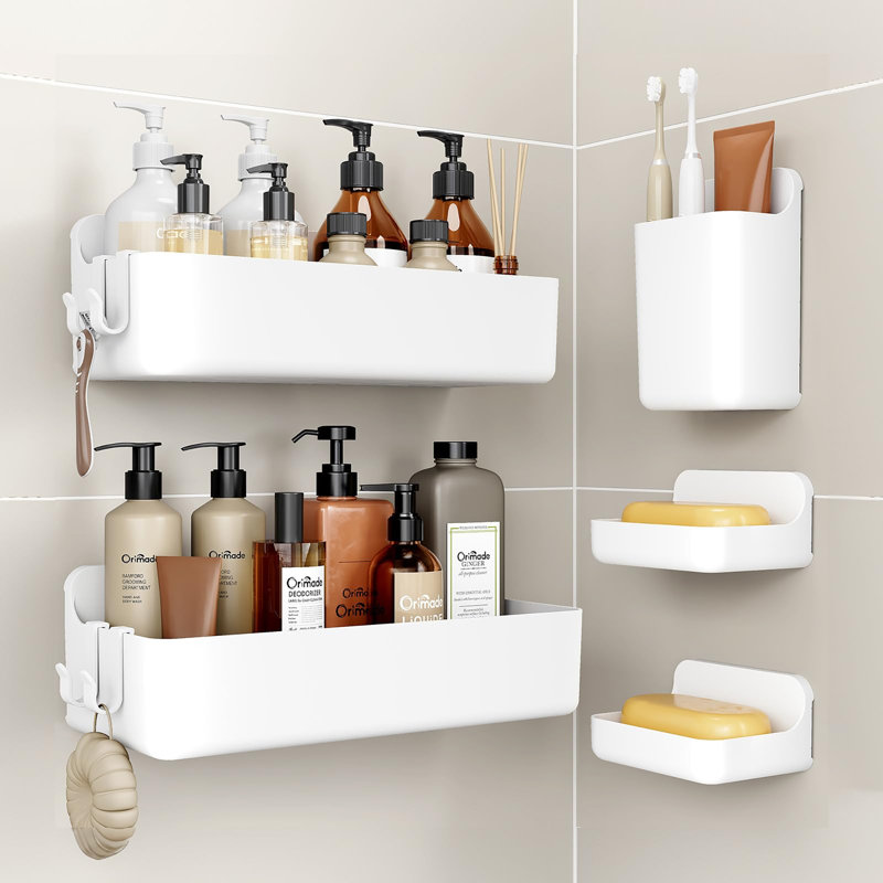 Adhesive Shower Caddy, White