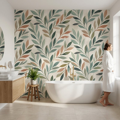 Shades Of Green Wallpaper Leaf Wall Mural