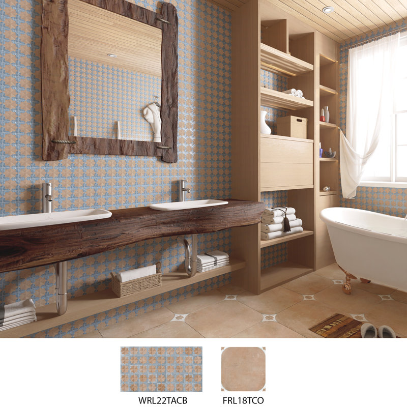 Tetuan Astre 12" x 22" Porcelain Moroccan Wall Tile, Brown/Aqua Blue