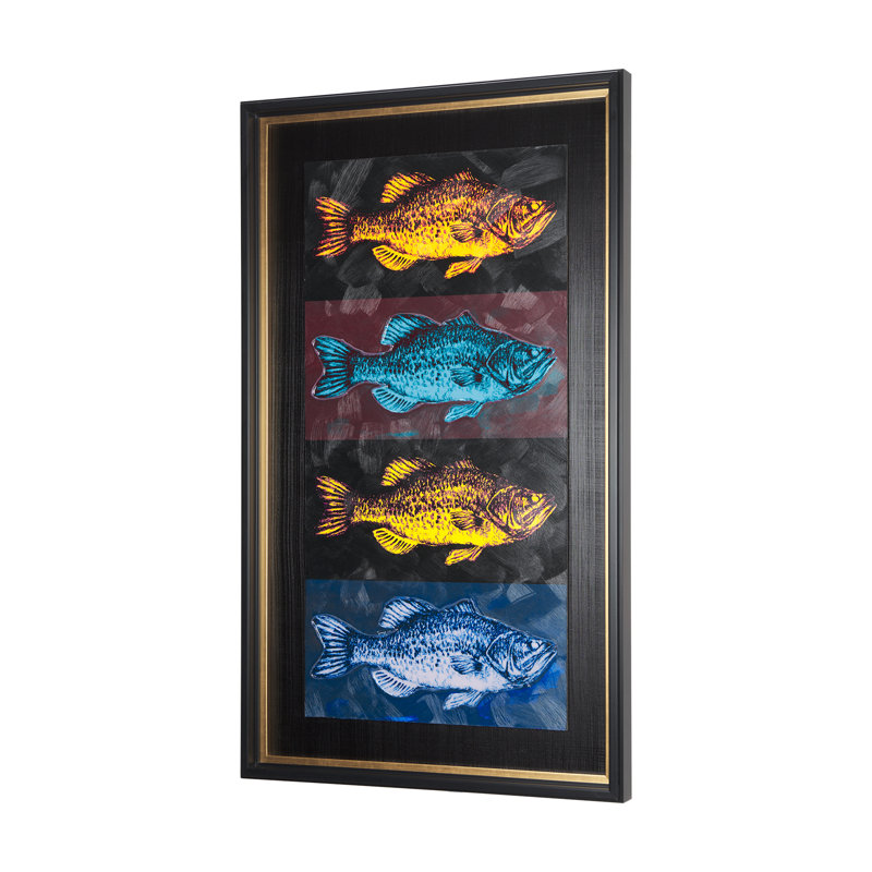 Largemouth Bass Print 4 in 1 a Hand Embelished Textured Framed Art Print