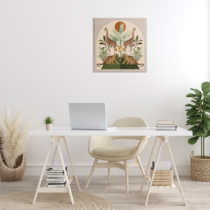 Art mural sur toile, "Jungle Animals" par Victoria Barnes, H 24 po x l 24 po