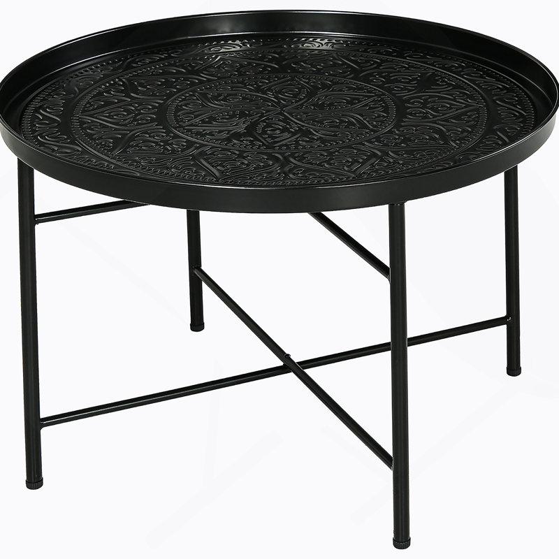 Table basse vintage rétro en métal avec plateau martelé, polyvalente et robuste pour le salon et la chambre à coucher