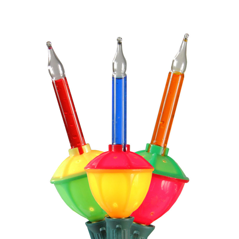 Multi Color Retro Christmas Bubble Light Set 6ft Green Wire