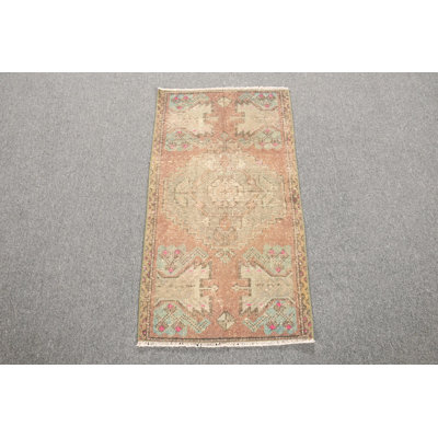 Handmade Vintage Turkish Oushak Runner Rug with Bohemian Style Ideal for Entryways and Small Spaces