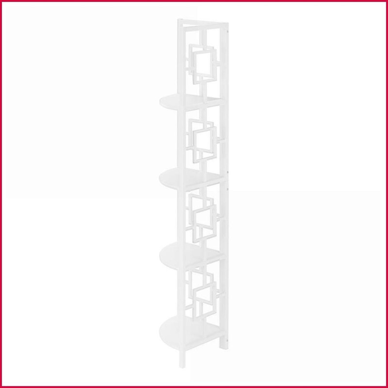 Étagère d'angle à 4 niveaux H 62 po en métal blanc | Blanc | Métal