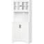 Garde-manger blanc, armoire avec tablettes réglables et espace pour micro-ondes pour la salle à manger - armoire de rangement moderne, porte avec cadre en verre et espace. Peut contenir divers articles. Tablette personnalisable