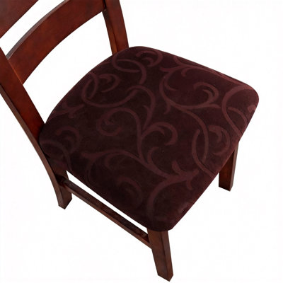 Waterproof Stretch Dining Room Chair Seat Covers,Floral Pattern Slipcovers,4 Pack (Chocolate)