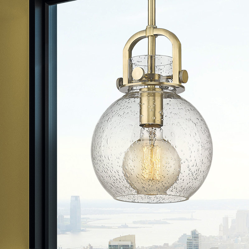 Luminaire suspendu à 1 tige Sligo, Laiton brossé, Grainé, H 11,25 po x l 8 po x P 8 po
