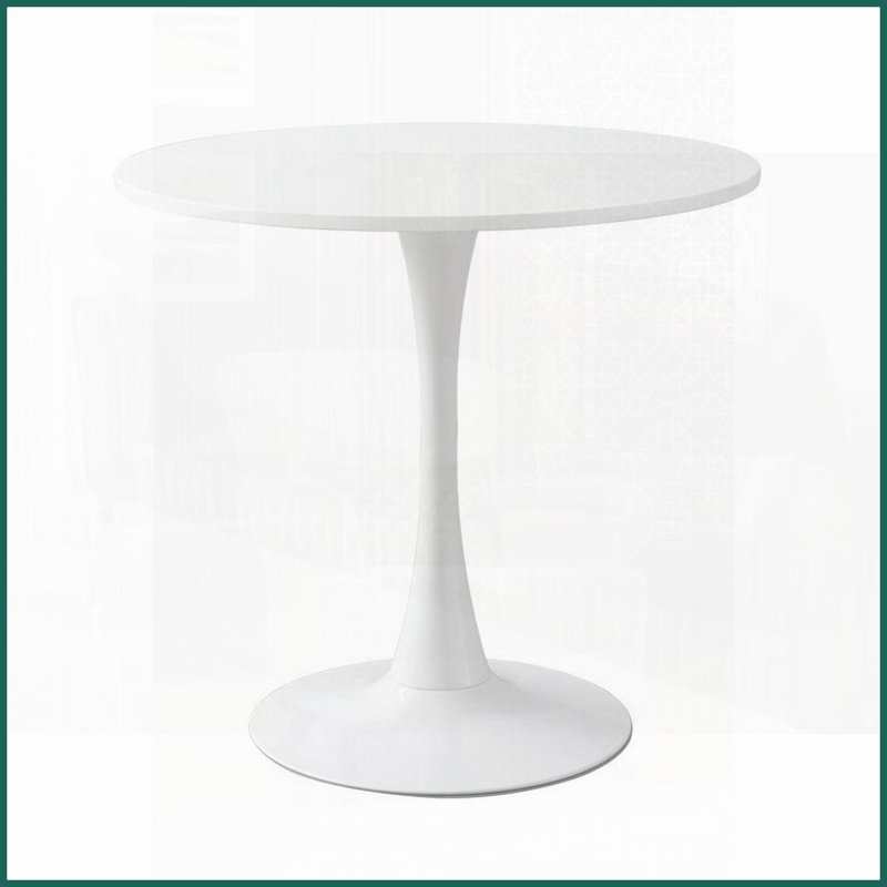 Table basse moderne et compacte pour petits espaces, 31,5 po de diamètre, plateau en panneau de fibres à densité moyenne facile à nettoyer avec base en métal stable