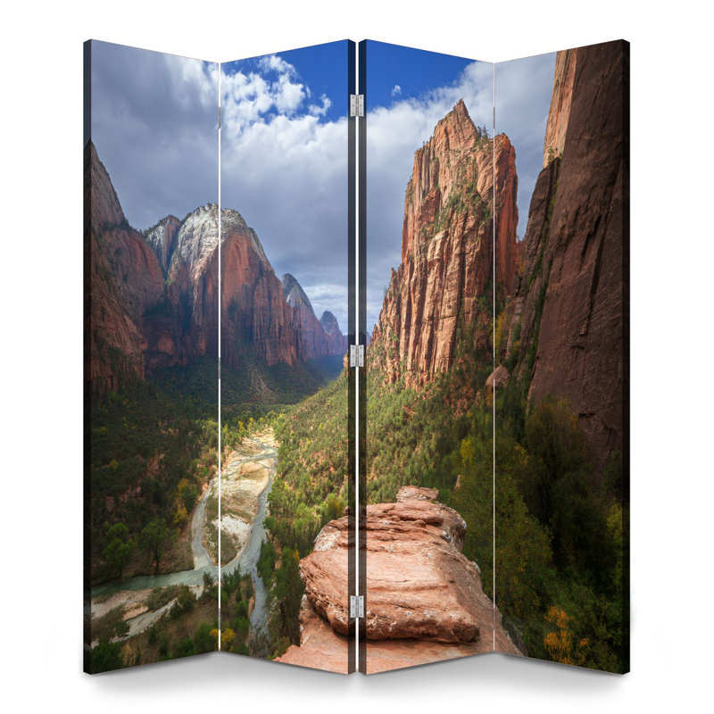 Paravent pliant à 4 panneaux, séparation de pièce, paysage du parc national de Zion, Utah, toile, cloison de protection autoportante, séparation d'intimité