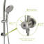 Pomme de douche multifonctionnelle 5 po en nickel brossé avec barre coulissante réglable - 5 motifs de jet pour une baignoire confortable et portable