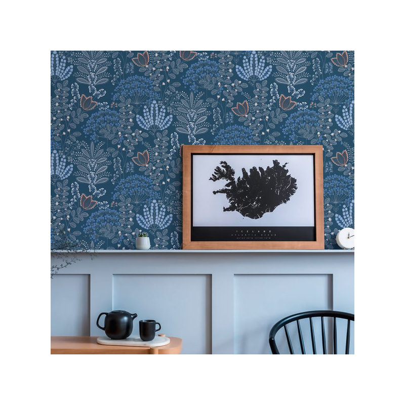 Flourish 10.05m x 53cm Wallpaper Roll, Blue