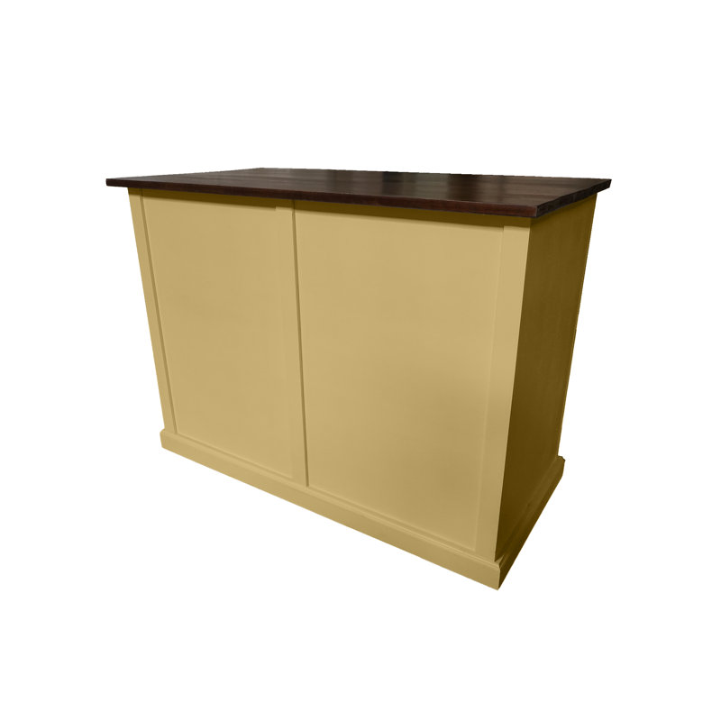 Modern 48" Solid Wood Kitchen Island with trash bin compartment, Cupola Yellow