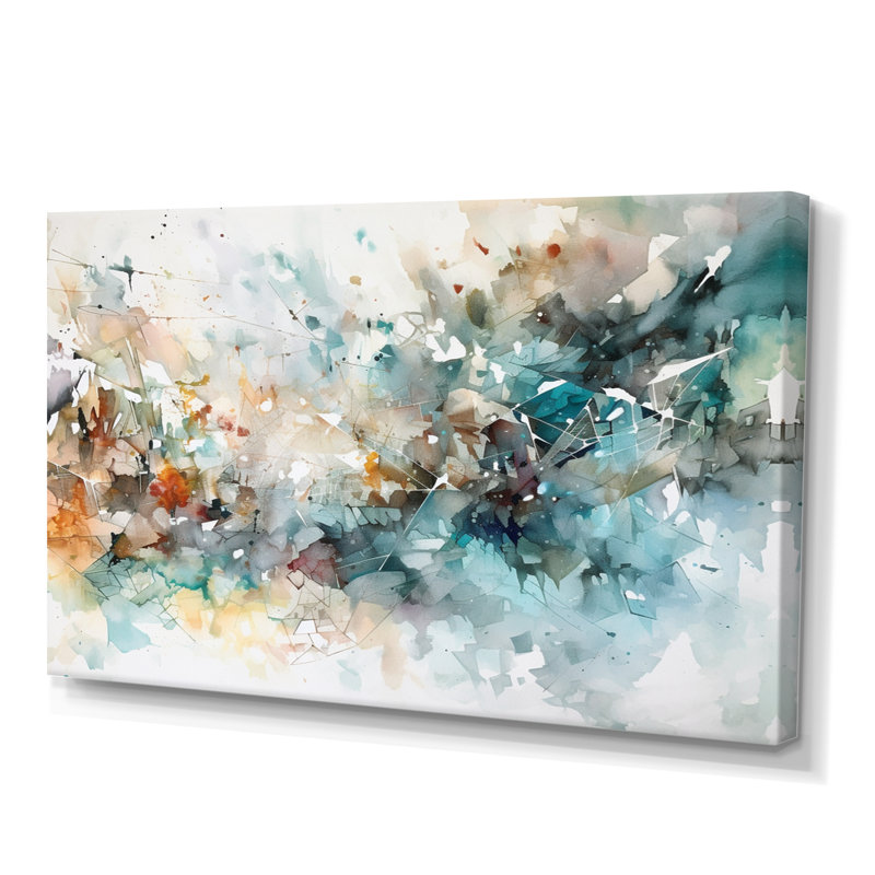 «Vibrant Paint Eruption V», art mural abstrait géométrique, H 30 po x l 40 po, Toile tendue, Sans cadre