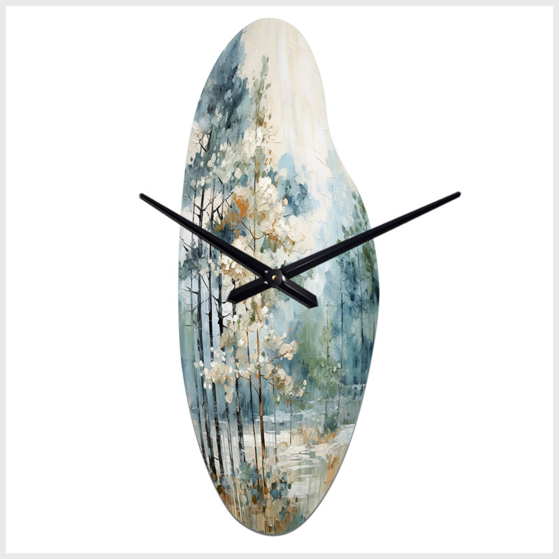 Horloge murale pin en bois forêt enchantée II - pin asymétrique, Moyenne
