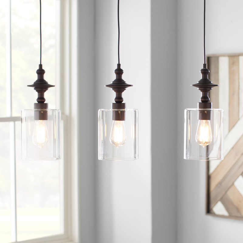 Luminaire suspendu linéaire pour îlot de cuisine 3 lumières Humphries, Bronze huilé