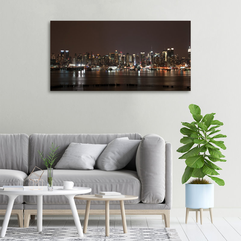 New York By Night - Print on Canvas, Canvas, 50cm H x 100cm W