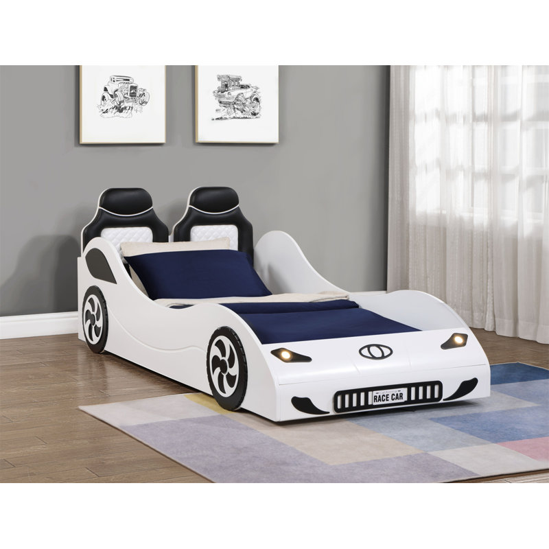 Lit voiture simple avec DEL Colen, Blanc