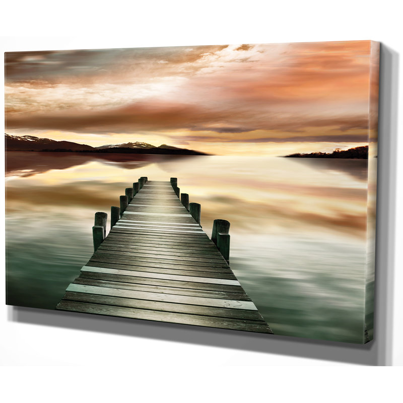 «Sunset Jetty», reproduction de peinture acrylique, H 24 po x l 36 po x P 1,5 po, Toile tendue