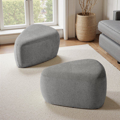 Caras Upholstered Gray Triangular Compression Ottoman No Assembly Required (Set of 2)