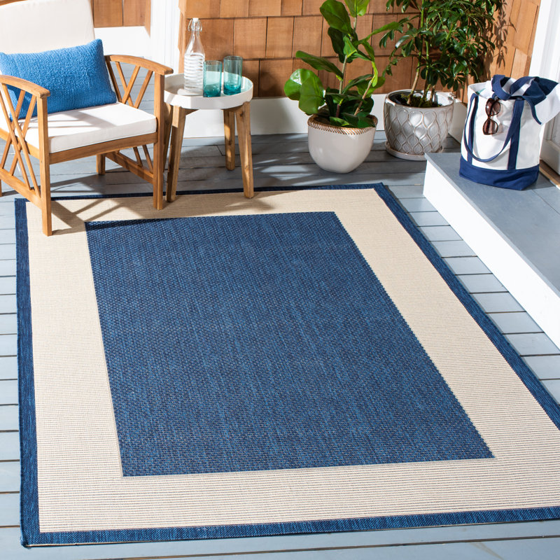 VIlmar Navy/Beige Indoor/Outdoor Area Rug, Rectangle 5'3" x 7'7"
