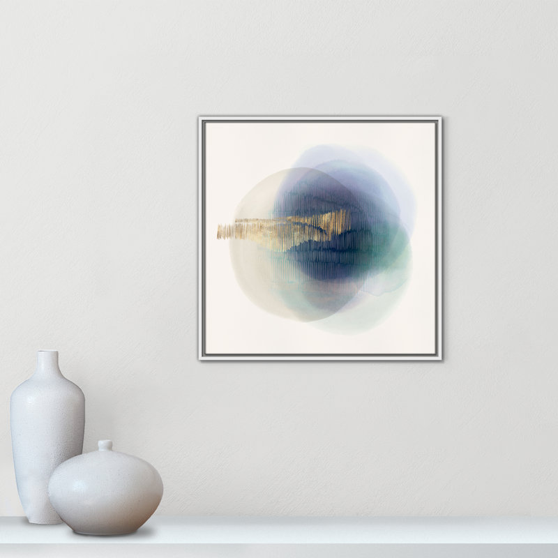 Imprimé translucide bleu II par Casa Fine Arts, Cadre flottant blanc, Pas de tapis, H 25,5 po x l 25,5 po x P 2 po