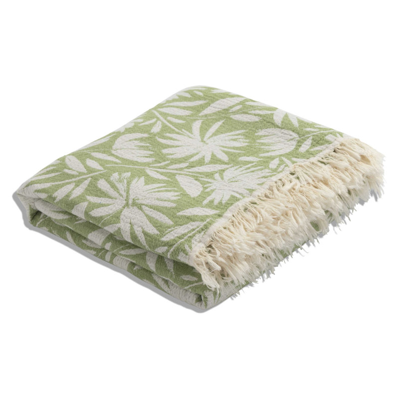 Couverture en mousseline réversible Antalya Whimsy, Vert olive