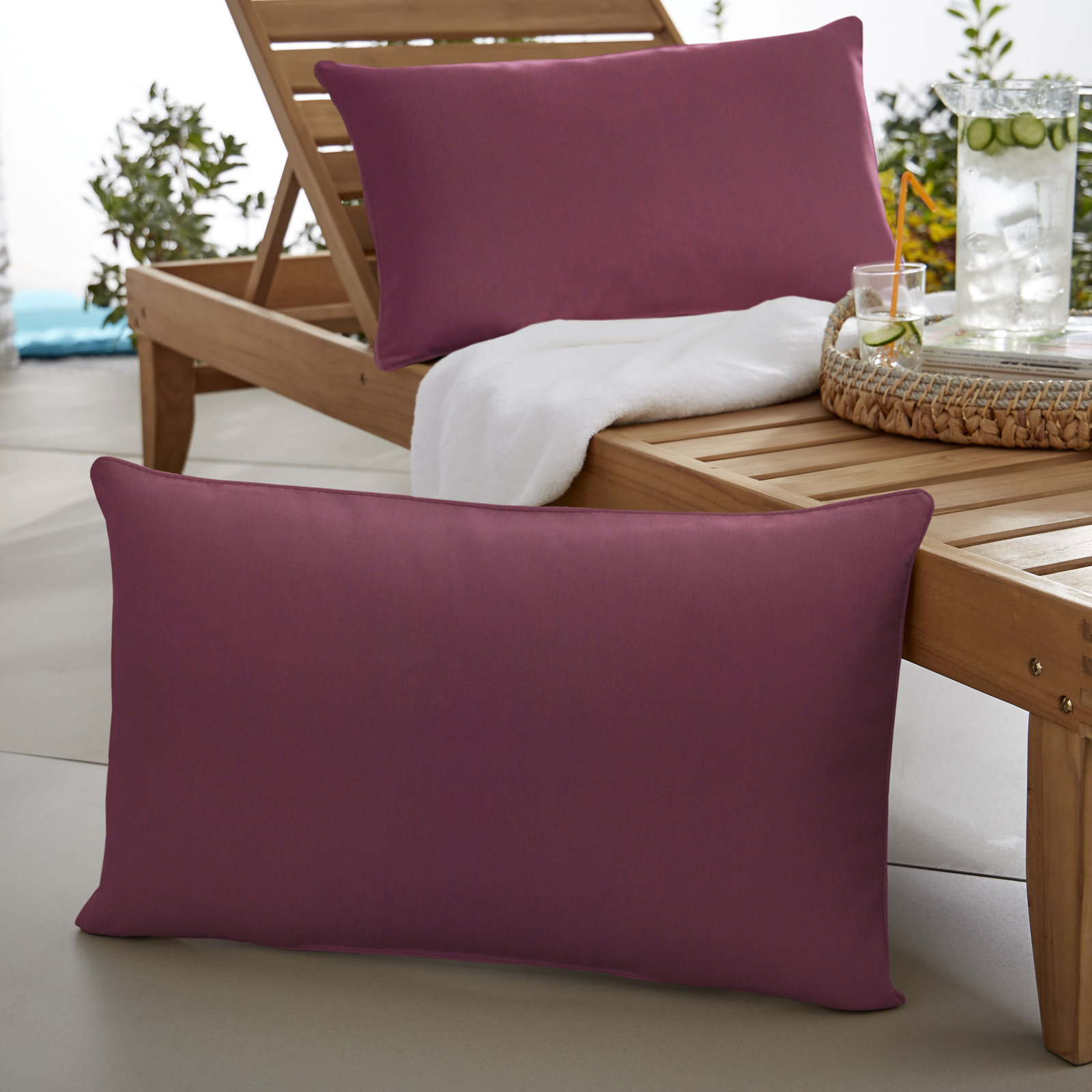 Ashish Outdoor Sunbrella Rectangular Pillow Cover & Insert, Aqua, Rectangle 16" H x 26" W