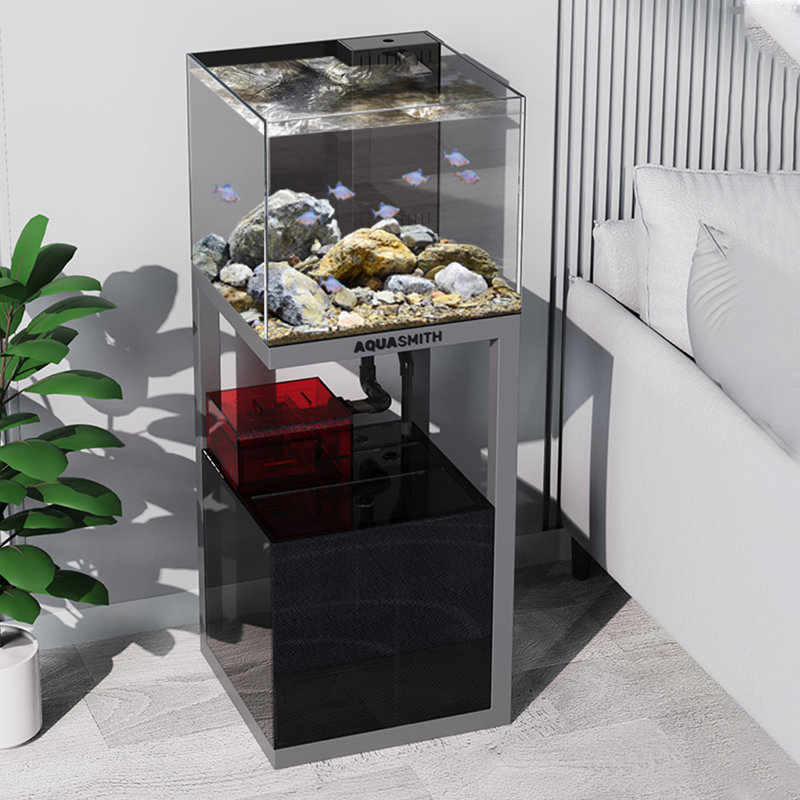 Aquarium moderne en acier inoxydable 10 à 10 gallons, Gris