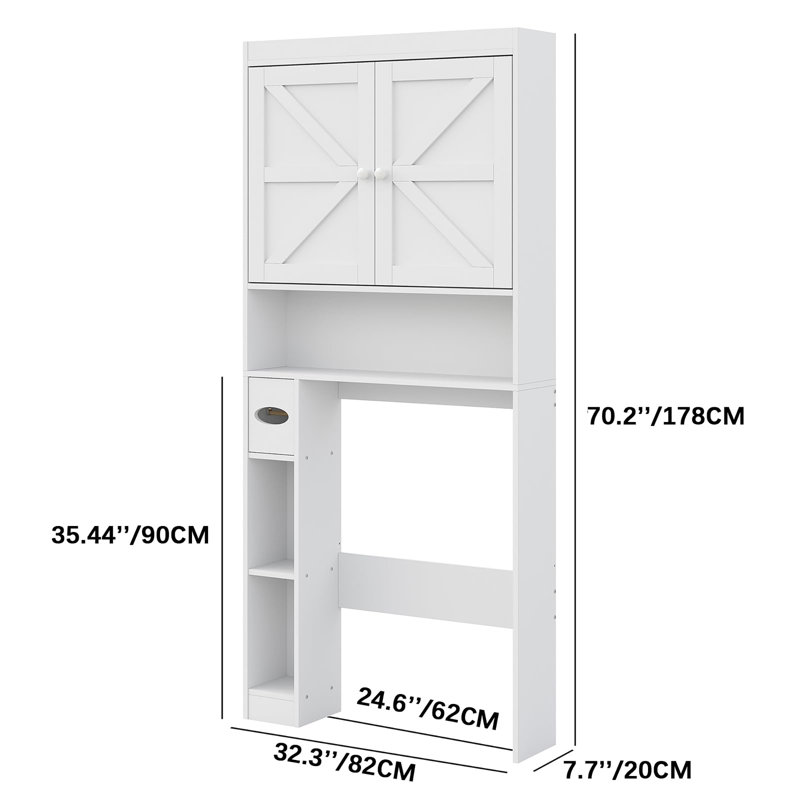 32.3''W Over The Toilet Storage Cabinet with Barn Doors, White