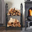 Support à bois de chauffage à double couche en métal avec outils-1060657988