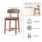 Solid Wood Bar Stools Set of 3,25'' Coffee-Colored Counter Height Bar Stools，Made Solid Wood and Fabric, Ideal for Kitchen Islands and Home Bars-951044943-951044942