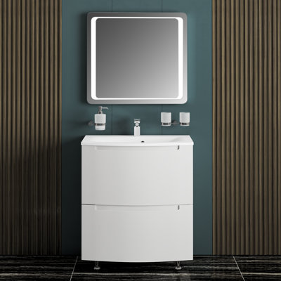 Meuble-lavabo mural moderne avec lavabo | Panneau de fibres à densité moyenne non toxique et ignifuge 12L + 23 + 12R-Simple Collection 40 po