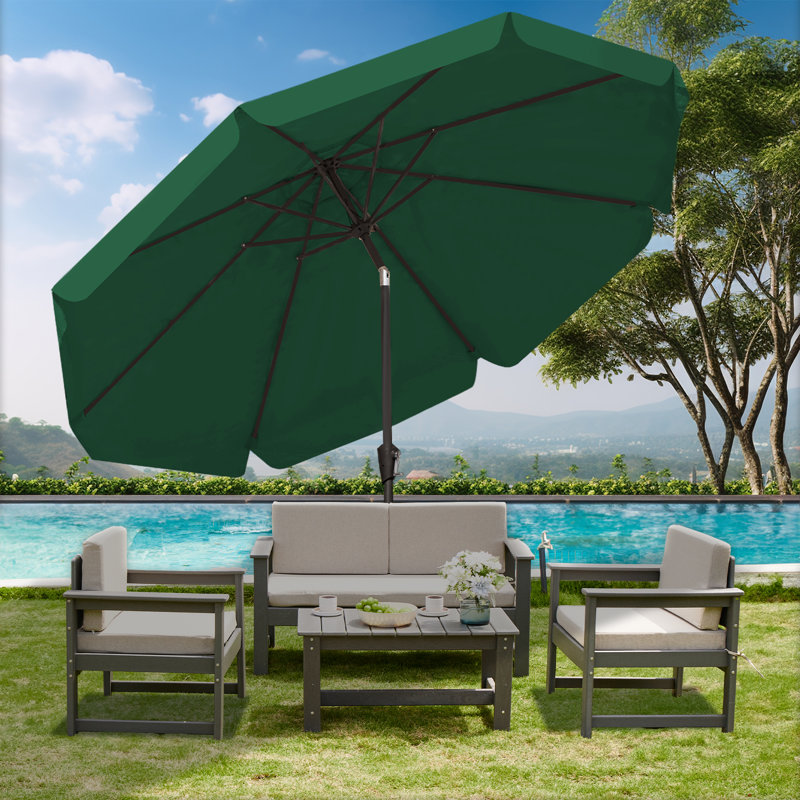 Parasol de marché pour l'extérieur, H 100 po x l 120 po x P 120 po, Vert foncé