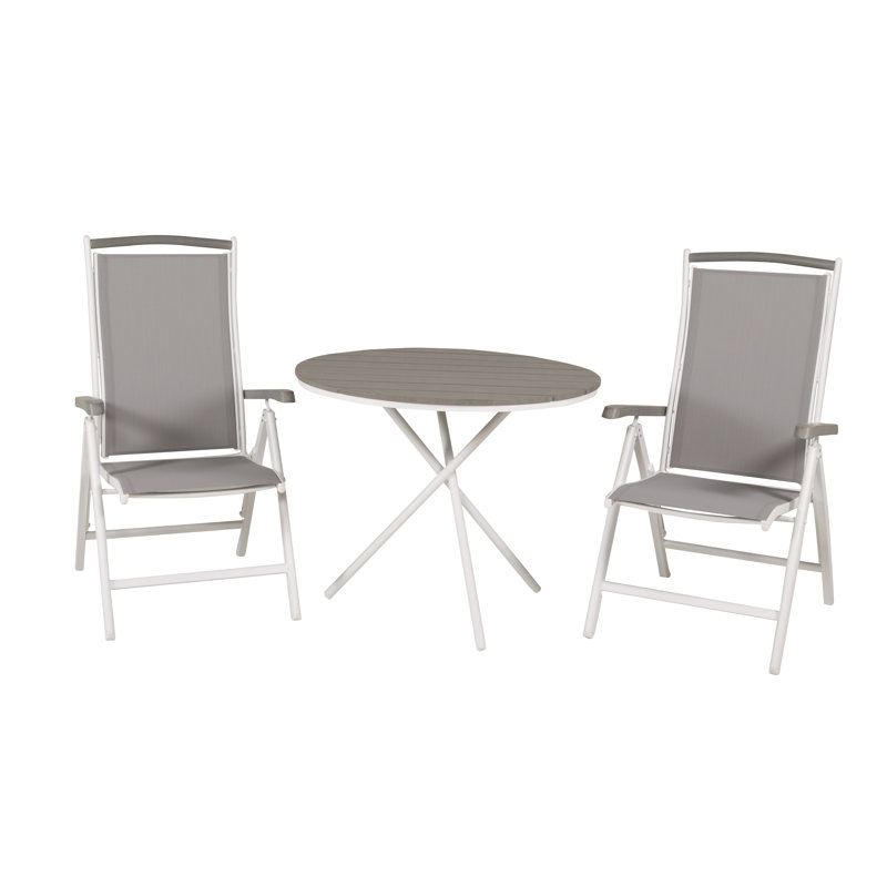Akia 2 - Person Patio Dining Set Round Table, Grey/White