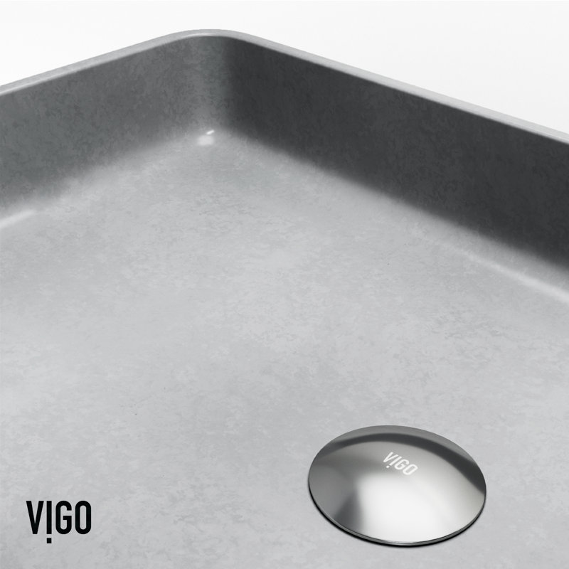 Basilica Gothic 23" L x 14" W x 4" H Gray Handmade Rectangular Vessel Bathroom Sink