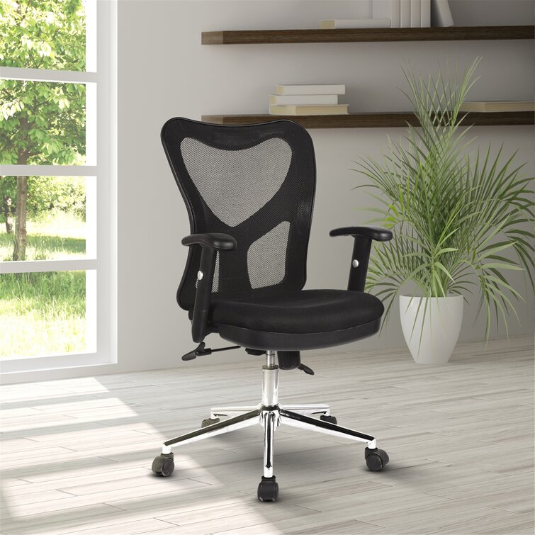 Techni Mobili  High Back Executive Mesh Office Chair with Arms, Lumbar  Support and Chrome Base