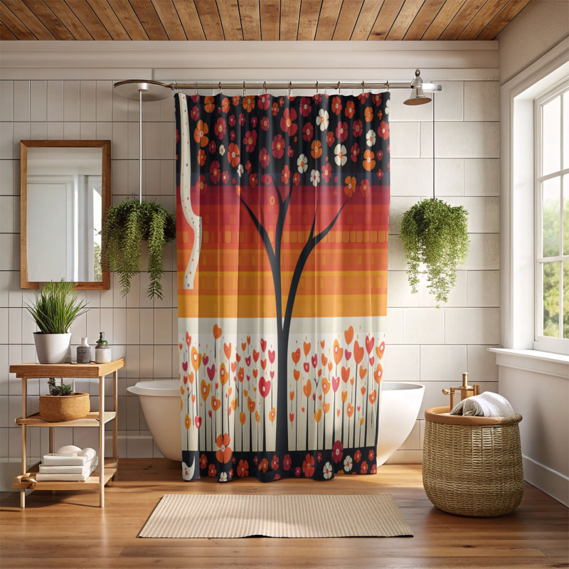 Delmonta Abstract Shower Curtain, 74"H x 71"W