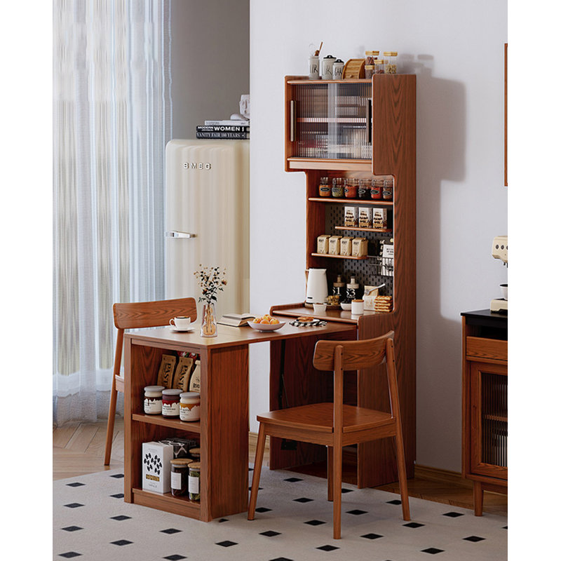 Table de bar extensible en bois d'hévéa avec rangement American-Style