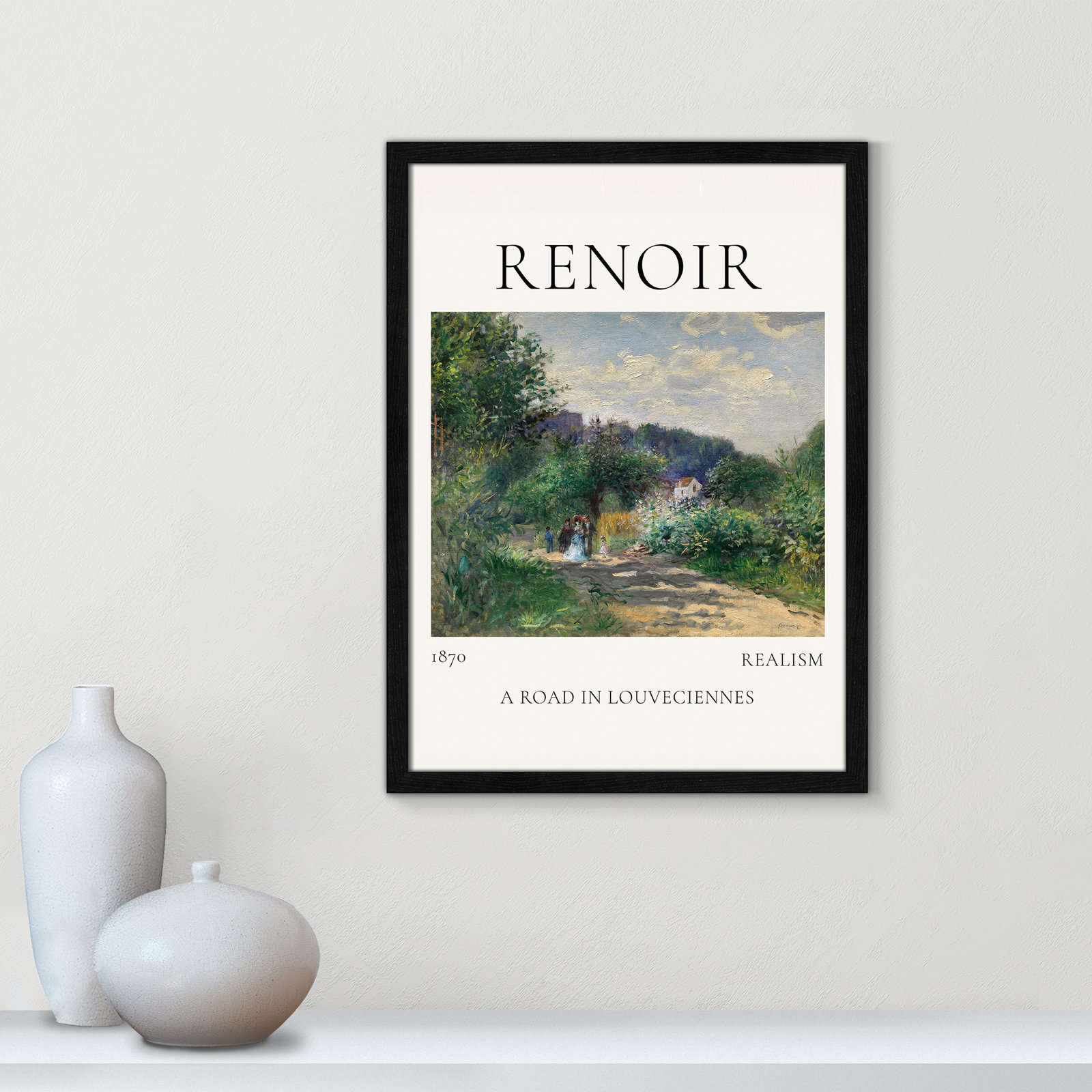 Rocchetto "A Road in Louveciennes" Print, Black Single Picture Frame, No, 23" H x 17" W x 0.75" D