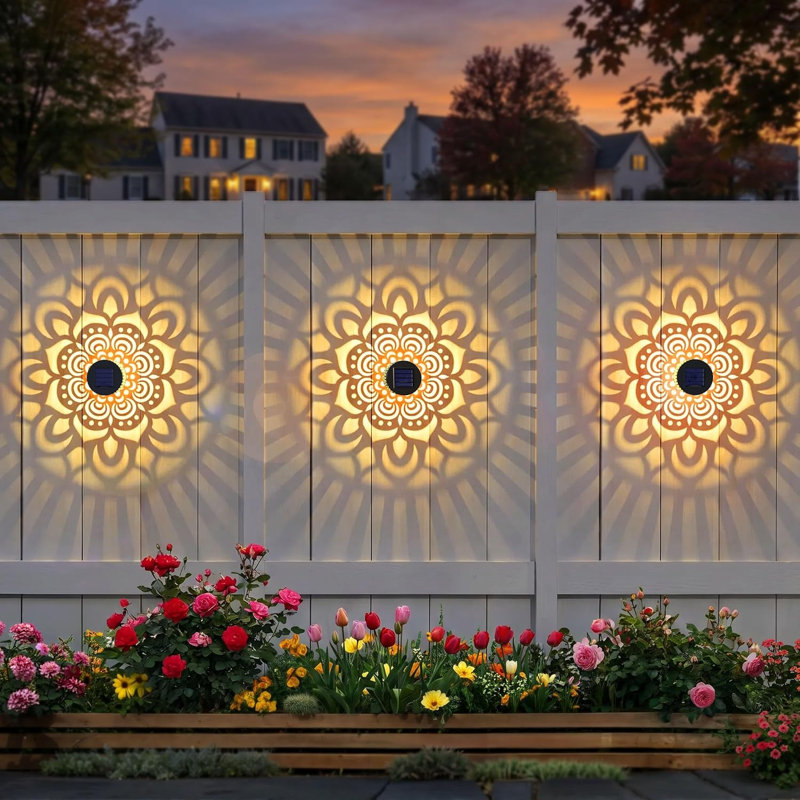 Lot de 2 lampes solaires d'extérieur en métal blanc chaud pour clôture et terrasse