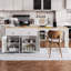 Îlot de cuisine avec table de salle à manger extensible, îlot de cuisine sur roulettes avec support à épices et 2 tiroirs, armoire à 4 portes, pour la cuisine, la salle à manger-1704892434
