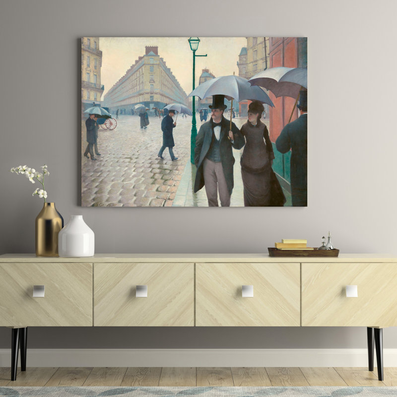 Paris Street With Rainy Day by Gustave Caillebotte - No Frame Painting, 60cm H  x 80cm W  x 4cm D