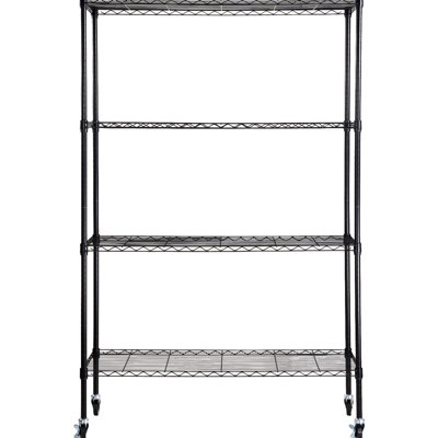 700 Lbs Capacity 4 Adjustable Heavy Duty Storage Shelving Unit With Wheels, For Kitchen And Bathroom Storage, Black Wheels Capacity, Metal Rack Garage